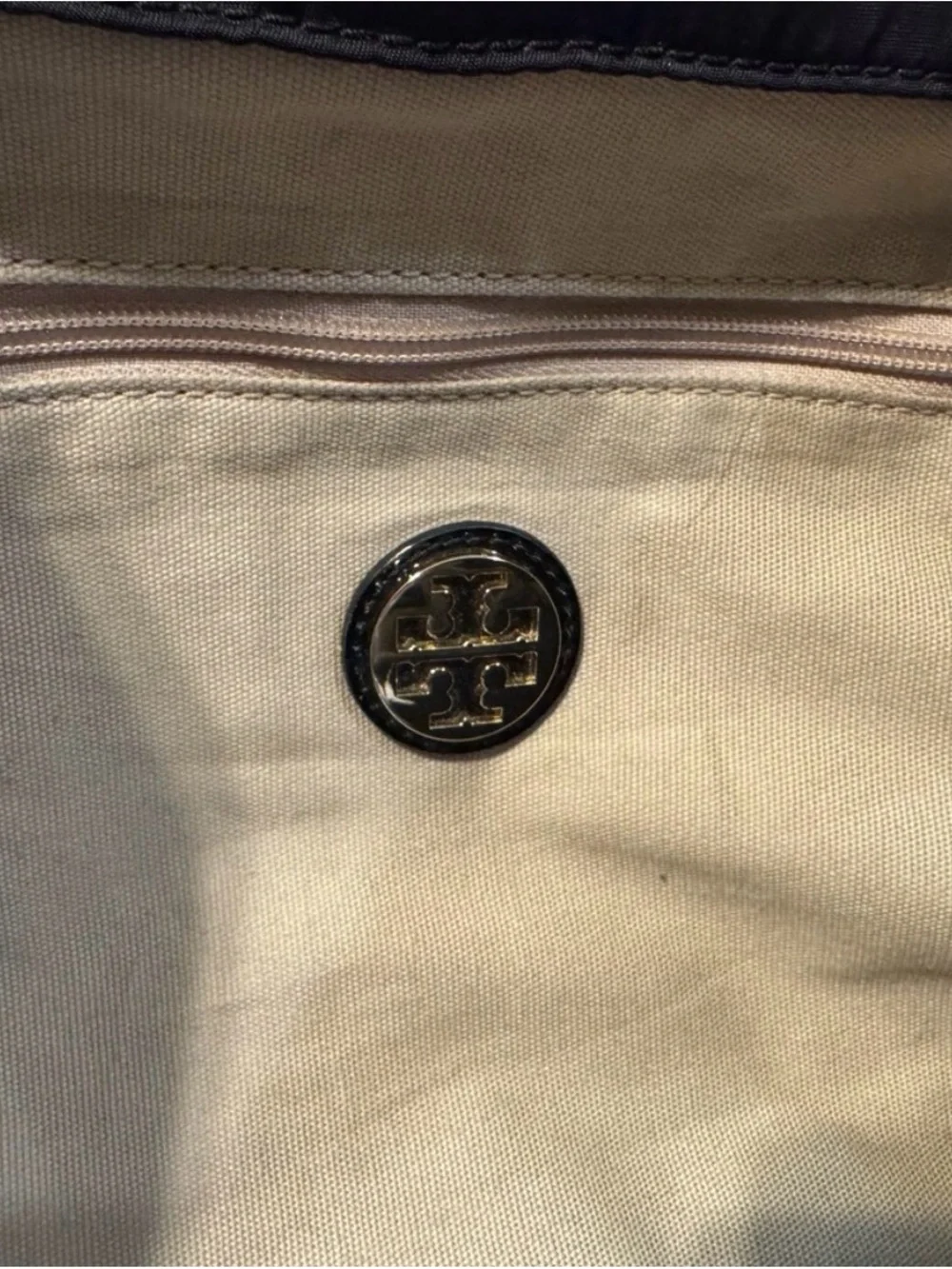 Tory Burch Black Nylon Tote with Patent Logo - Picture 3 of 3